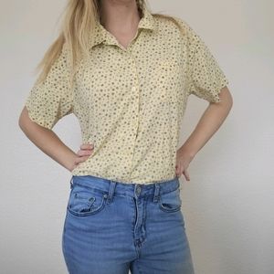 Vintage Bobbie Brooks Button Up Floral Yellow Top